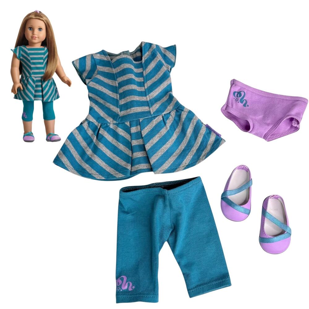 American Girl McKenna Meet Outfit Dress Capri Teal Leggings Shoes Panties Goty